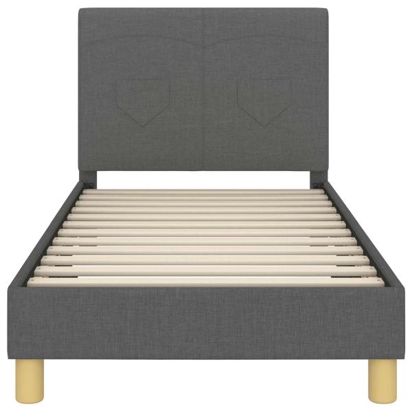 Kinderbettgestell mit Kopfteil Dunkelgrau 80 x 160 cm Stoff