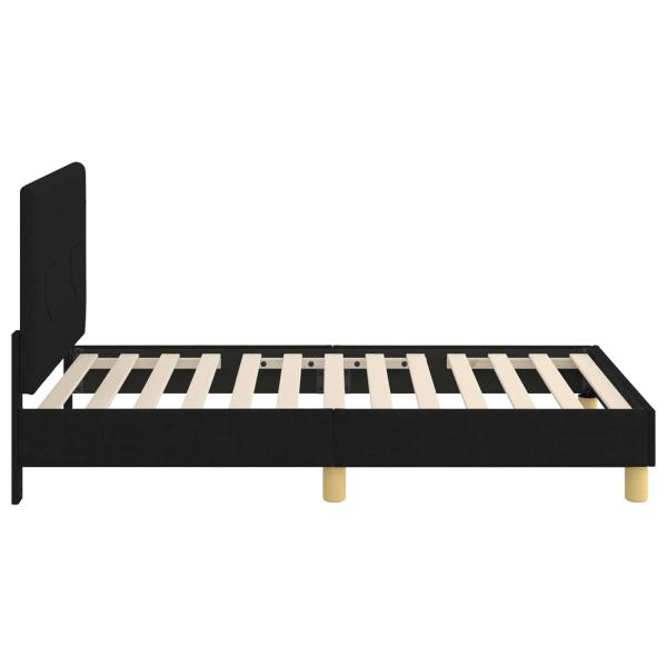 Kinderbettgestell mit Kopfteil Schwarz 80 x 160 cm Stoff