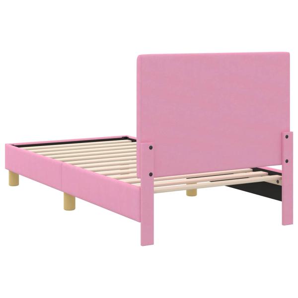 Kinderbettgestell mit Kopfteil Rosa 80 x 160 cm Stoff