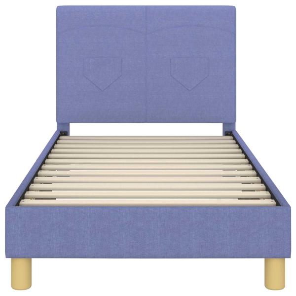 Kinderbettgestell mit Kopfteil Jeans blau 80 x 160 cm Stoff