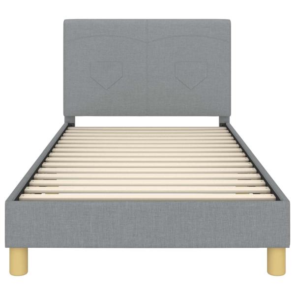 Kinderbettgestell mit Kopfteil Hellgrau 90 x 190 cm Stoff