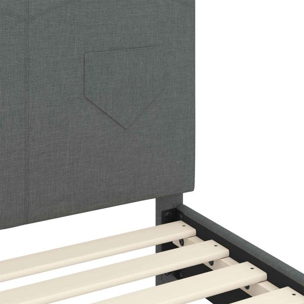 Kinderbettgestell mit Kopfteil Dunkelgrau 90 x 190 cm Stoff