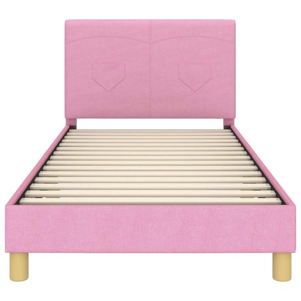 Kinderbettgestell mit Kopfteil Rosa 90 x 190 cm Stoff