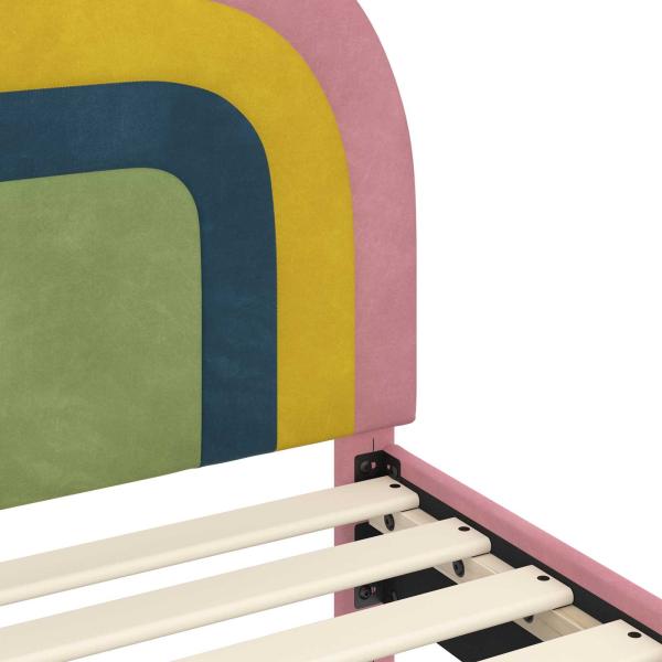 Kinderbettgestell mit Kopfteil Rosa 70 x 140 cm Samt