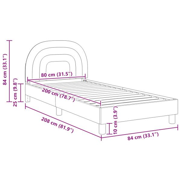 Kinderbettgestell mit Kopfteil Creme 80 x 200 cm Samt