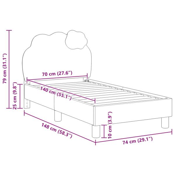Kinderbettgestell mit Kopfteil mit Kopfteil Blau 70 x 140 cm PU