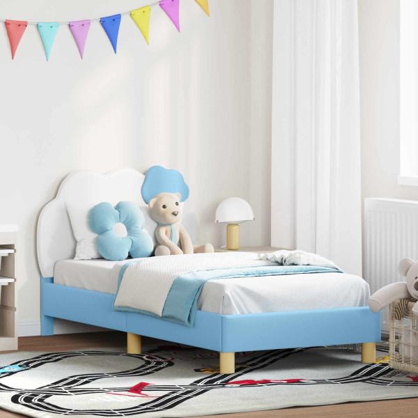 ARDEBO.de - Kinderbettgestell mit Kopfteil mit Kopfteil Blau 80 x 160 cm PU