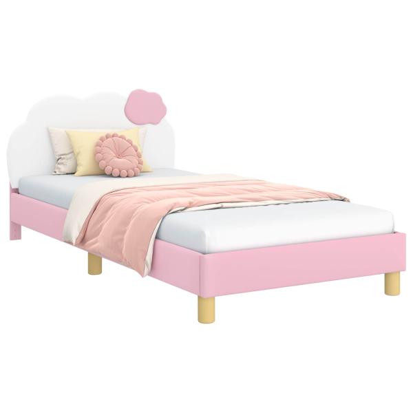 Kinderbettgestell mit Kopfteil mit Kopfteil Rosa 80 x 200 cm PU