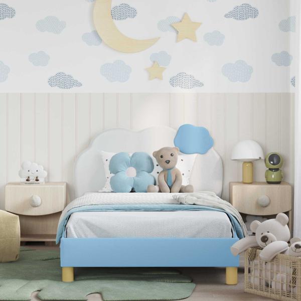 Kinderbettgestell mit Kopfteil Blau 80 x 200 cm PU