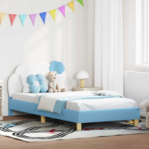 ARDEBO.de - Kinderbettgestell mit Kopfteil mit Kopfteil Blau 90 x 190 cm PU