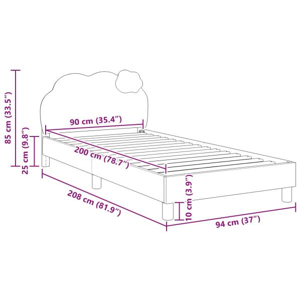 Kinderbettgestell mit Kopfteil Blau 90 x 200 cm PU