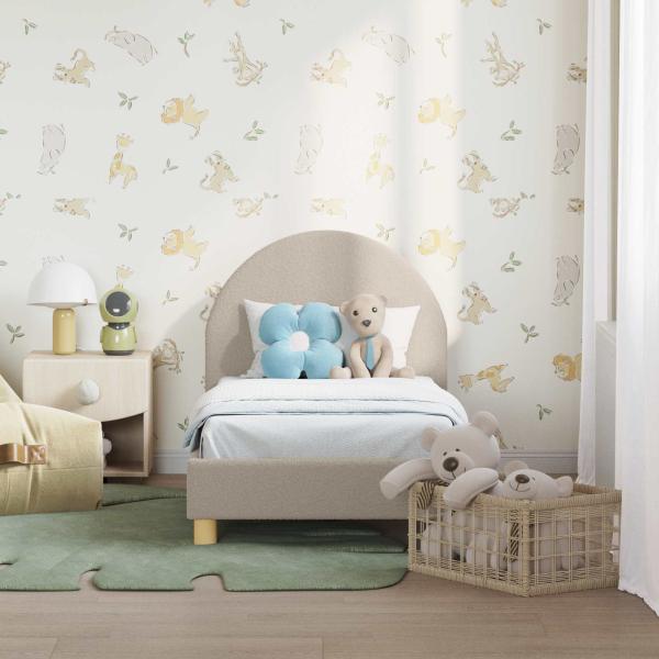 Kinderbettgestell mit Kopfteil Hellgrau 70 x 140 cm Schafstoff