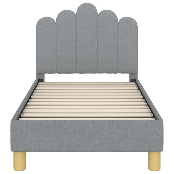 Kinderbettgestell mit Kopfteil Hellgrau 70 x 140 cm Stoff