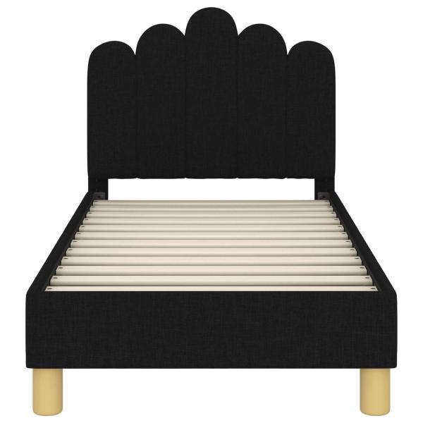 Kinderbettgestell mit Kopfteil Schwarz 70 x 140 cm Stoff