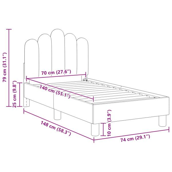 Kinderbettgestell mit Kopfteil Schwarz 70 x 140 cm Stoff