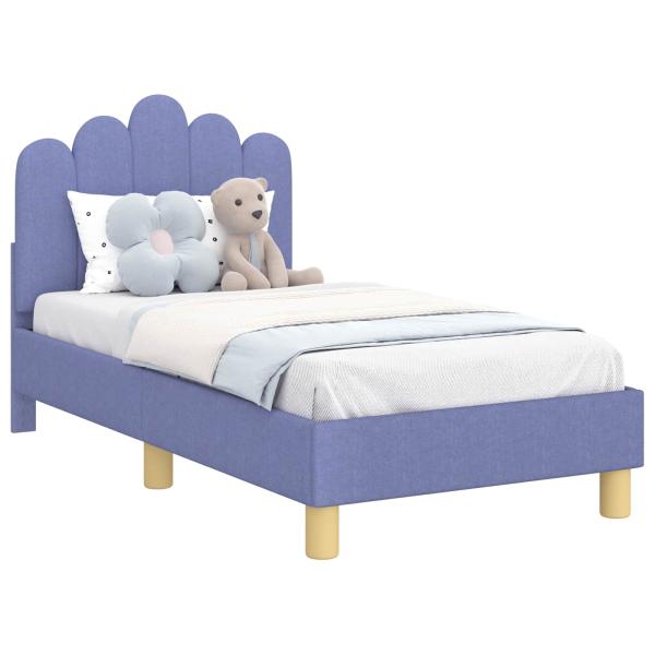 Kinderbettgestell mit Kopfteil Jeans blau 70 x 140 cm Stoff