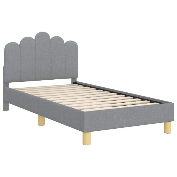 Kinderbettgestell mit Kopfteil Hellgrau 80 x 160 cm Stoff