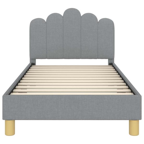 Kinderbettgestell mit Kopfteil Hellgrau 80 x 160 cm Stoff