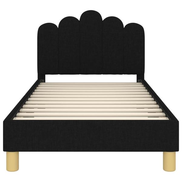 Kinderbettgestell mit Kopfteil Schwarz 80 x 160 cm Stoff