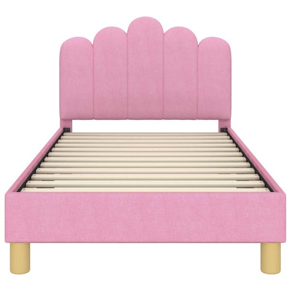 Kinderbettgestell mit Kopfteil Rosa 80 x 160 cm Stoff