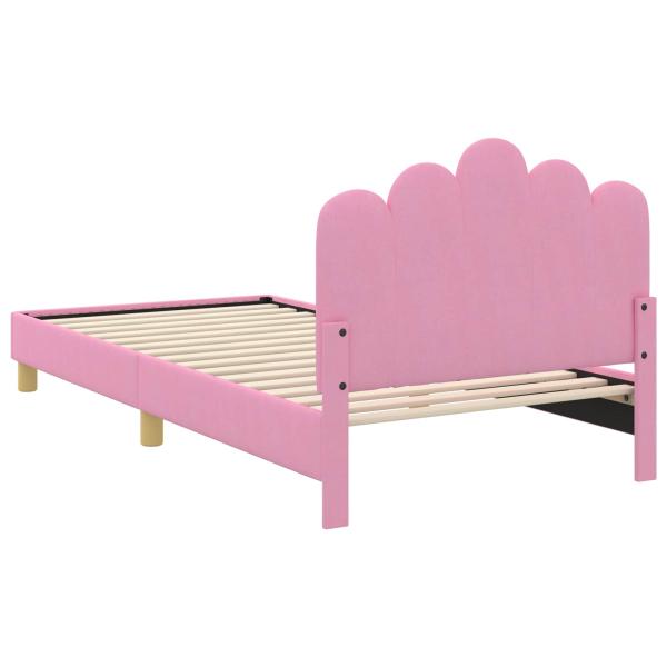 Kinderbettgestell mit Kopfteil Rosa 80 x 200 cm Stoff