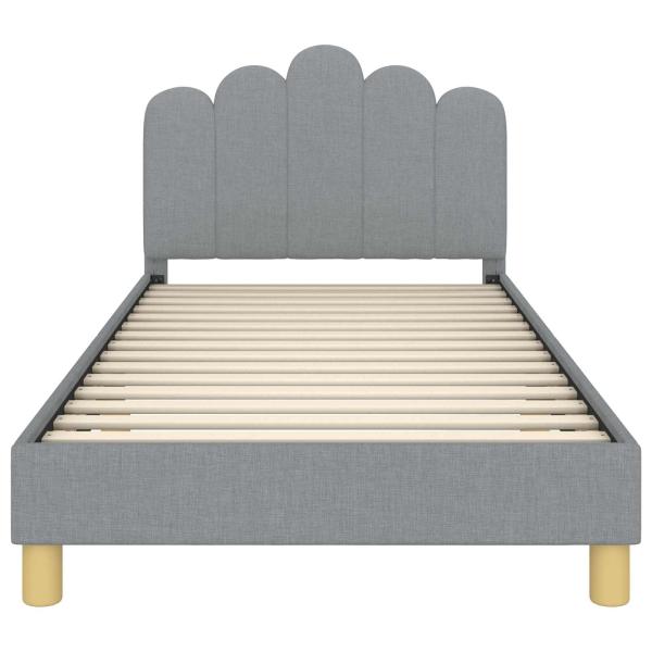 Kinderbettgestell mit Kopfteil Hellgrau 90 x 190 cm Stoff