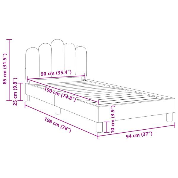 Kinderbettgestell mit Kopfteil Dunkelgrau 90 x 190 cm Stoff