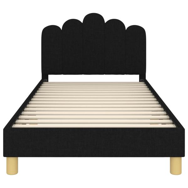 Kinderbettgestell mit Kopfteil Schwarz 90 x 190 cm Stoff