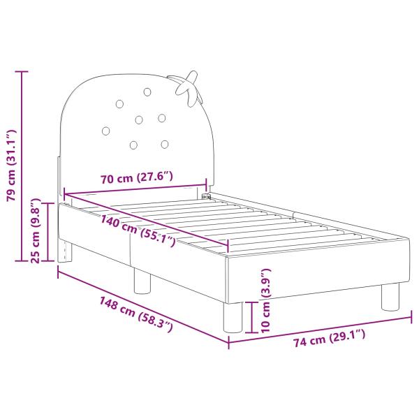 Kinderbettgestell mit Kopfteil Rosa 70 x 140 cm Samt