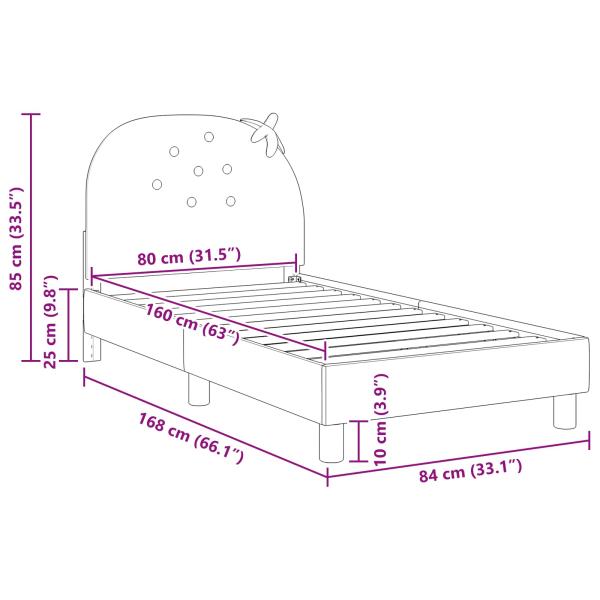 Kinderbettgestell mit Kopfteil Rosa 80 x 160 cm Samt