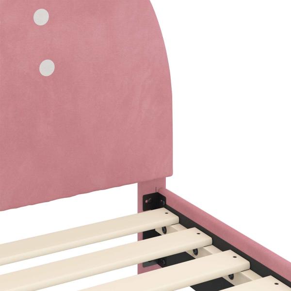 Kinderbettgestell mit Kopfteil Rosa 80 x 160 cm Samt