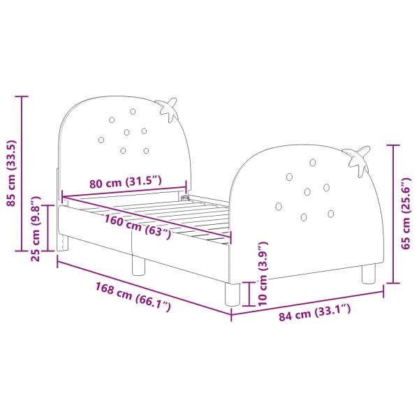 Kinderbettgestell mit Kopfteil Rosa 80 x 160 cm Samt