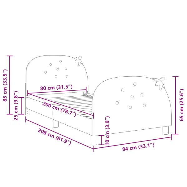 ARDEBO.de - Kinderbettgestell mit Kopfteil Rosa 80 x 200 cm Samt