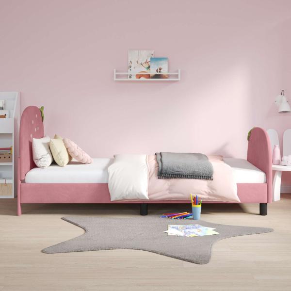 Kinderbettgestell mit Kopfteil Rosa 80 x 200 cm Samt