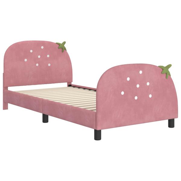 Kinderbettgestell mit Kopfteil Rosa 80 x 200 cm Samt