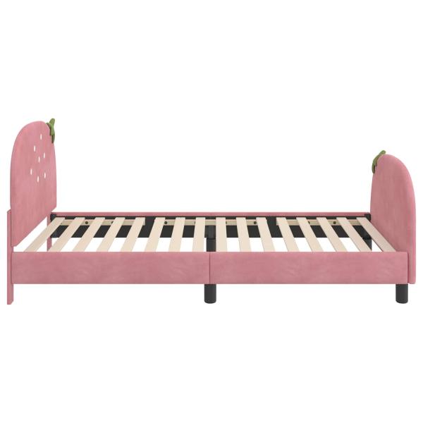 Kinderbettgestell mit Kopfteil Rosa 80 x 200 cm Samt