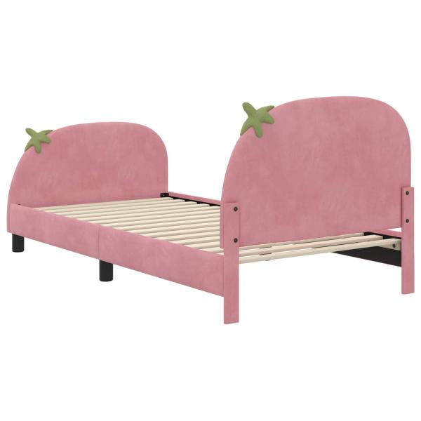 Kinderbettgestell mit Kopfteil Rosa 90 x 190 cm Samt