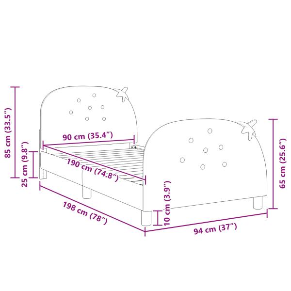 Kinderbettgestell mit Kopfteil Rosa 90 x 190 cm Samt