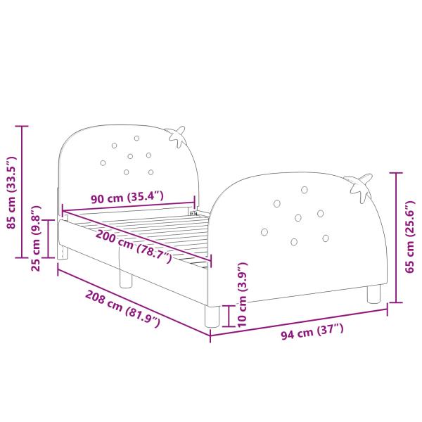 Kinderbettgestell mit Kopfteil Rosa 90 x 200 cm Samt