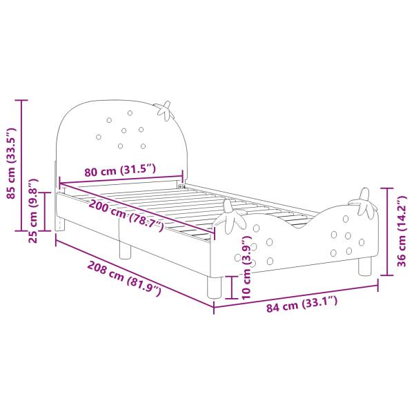 Kinderbettgestell mit Kopfteil Rosa 80 x 200 cm Samt