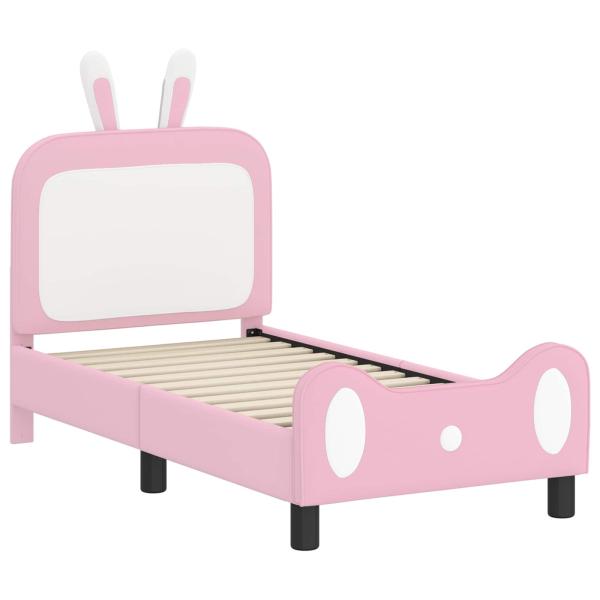 Kinderbettgestell mit Kopfteil Rosa 70 x 140 cm PU