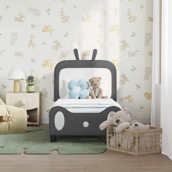 Kinderbettgestell mit Kopfteil Hellgrau 70 x 140 cm PU