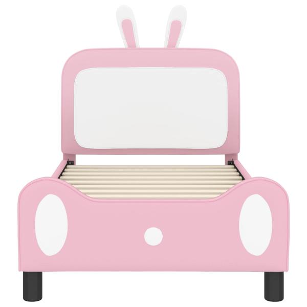 Kinderbettgestell mit Kopfteil mit Kopfteil Rosa 80 x 160 cm PU