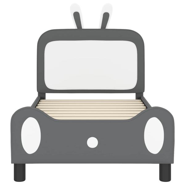 Kinderbettgestell mit Kopfteil Hellgrau 80 x 160 cm PU