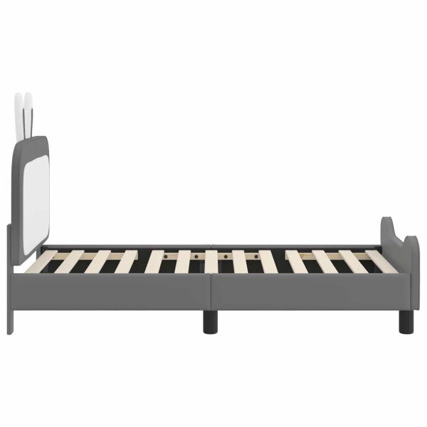 Kinderbettgestell mit Kopfteil Hellgrau 80 x 160 cm PU