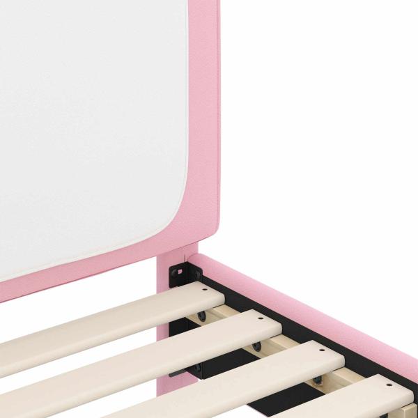 Kinderbettgestell mit Kopfteil mit Kopfteil Rosa 80 x 200 cm PU
