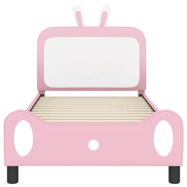 Kinderbettgestell mit Kopfteil mit Kopfteil Rosa 90 x 200 cm PU