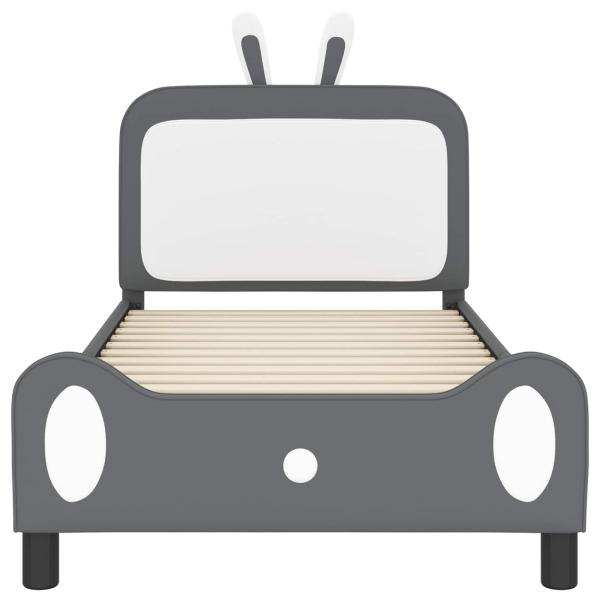 Kinderbettgestell mit Kopfteil Hellgrau 90 x 200 cm PU