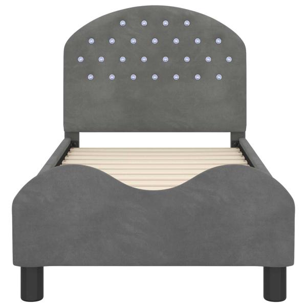 Kinderbettgestell mit Kopfteil Dunkelgrau 70 x 140 cm Samt