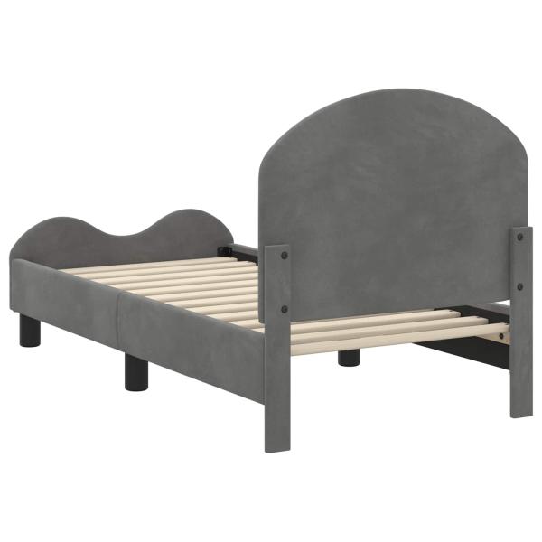 Kinderbettgestell mit Kopfteil Dunkelgrau 70 x 140 cm Samt